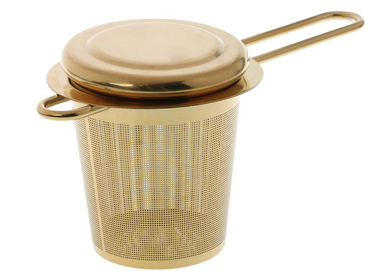 Gouden Roestvrij staal 304 extra Fijne Mesh Tea Infuser With Long-Handvatten