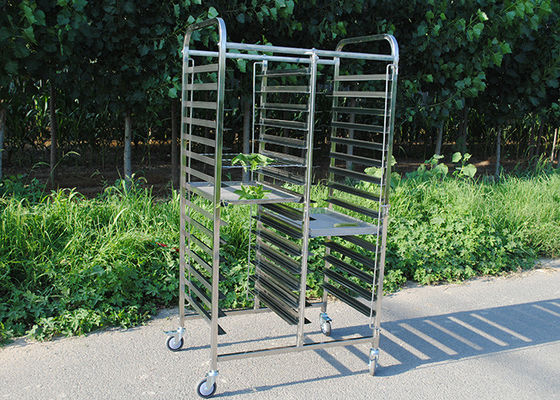 SGS 1.2mm Stainless Steel Tray Rack Trolley With Heat Resisting Wheels