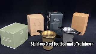Roestvrijstalen thee-eifilter met dubbele handgreep en bladzeef