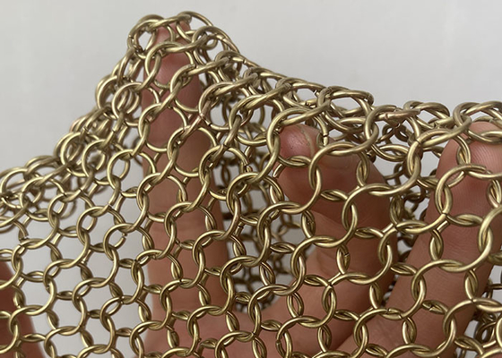Goede prijs. Het gouden Roestvrije staal Ring Mesh Fabric Chainmail Curtain 304ss van het Kleurenmetaal online