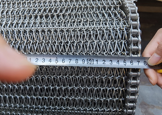 Goede prijs. Commerciële Kettingsverbinding 1.5mm Ss Draad Mesh Conveyor Belt For Corn Chips Biscuits online