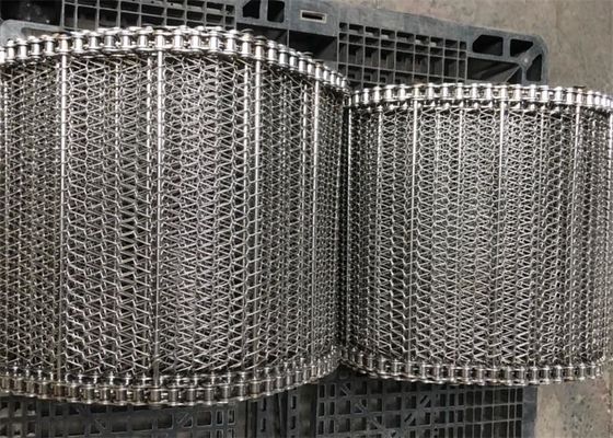 Roestvrij staal keten Ss 304 Spiraal vervoerband Metalen balans weefsel 180 graden
