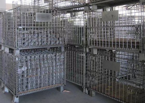logistieke opslag metalen kooi basketbaldraad metalen opslag ijzer opvouwbare kooi trolley opvouwbare opslag kooi draad