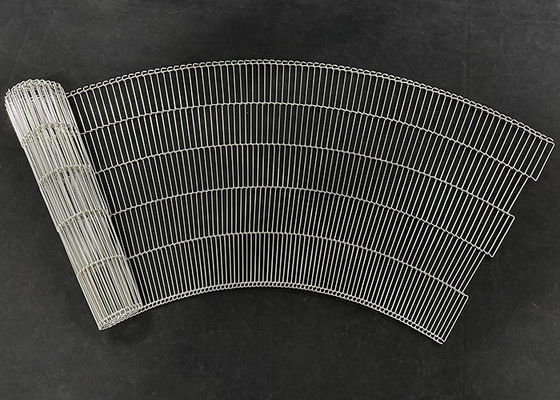 304 roestvrij staal ladder link draad gaas Flat Flex transportband voor curve transportband