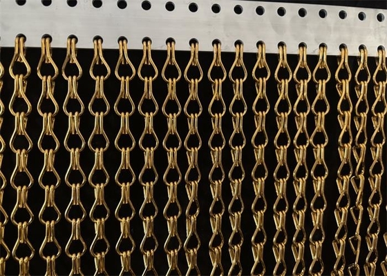 Goede prijs. Aluminium Kleurrijke dubbele haakketen link gaas gordijn / Decoratieve metalen gaas gordijn keten draperie stof online