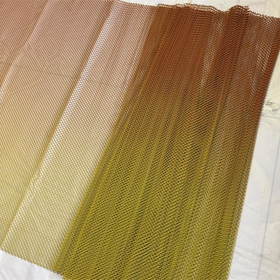 Gradiënt kleur aluminium decoratief gaas metalen ketting link mesh spiraal draperie maasgordijn voor wanddecoratie