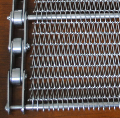 Op maat gemaakte hittebestendige continue voedsel ss304 metalen koolstofstaal koekjes pizza oven bakkerij ketting spiraalvormige draadgaas transportband