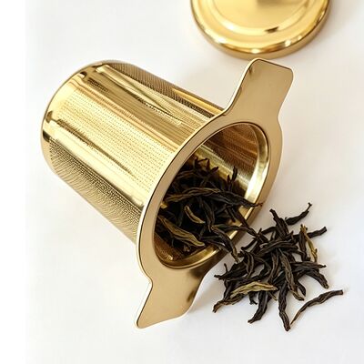 Goede prijs. Voedselkwaliteit 304 roestvrij staal losse blad thee-infuser strainer met aangepast logo goudkleur en elektrolytisch polijsten online
