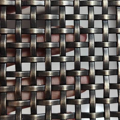 Rigid bronzen Architecturale gevel Roestvrij staal Antiek Messing Geweven Draad Grill Panel Scheidingswanden Inzet Stof Huis Metalen Decoratieve Mesh voor Kastendeuren