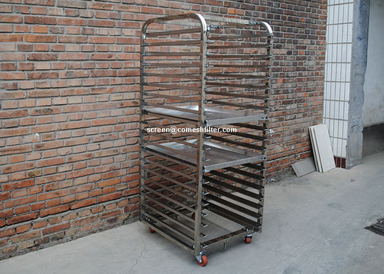 20 rijenaluminium Ss304 Geperforeerd Tray Rack Trolley